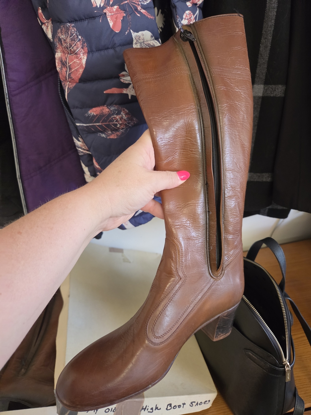 Brown Leather Waterproof Mid-Calf Zip Boots, Vintage 1970s, Original Box!